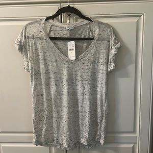 Grey and white melange short sleeve top